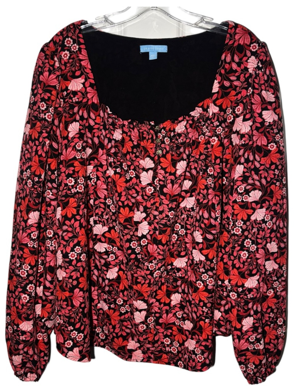 Draper James Floral Smocked Blouse XXL Romantic Cottagecore Top